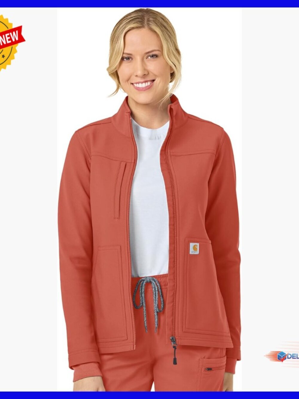 Women's Medical Scrub Jacket Fleece Long Sleeve Modern Fit Workwear